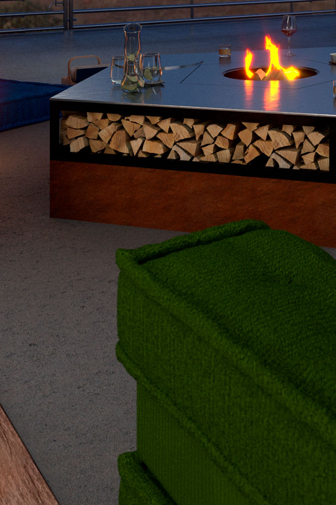 Collection Brasero Pentagone crée par Kurudo, création de mobilier français