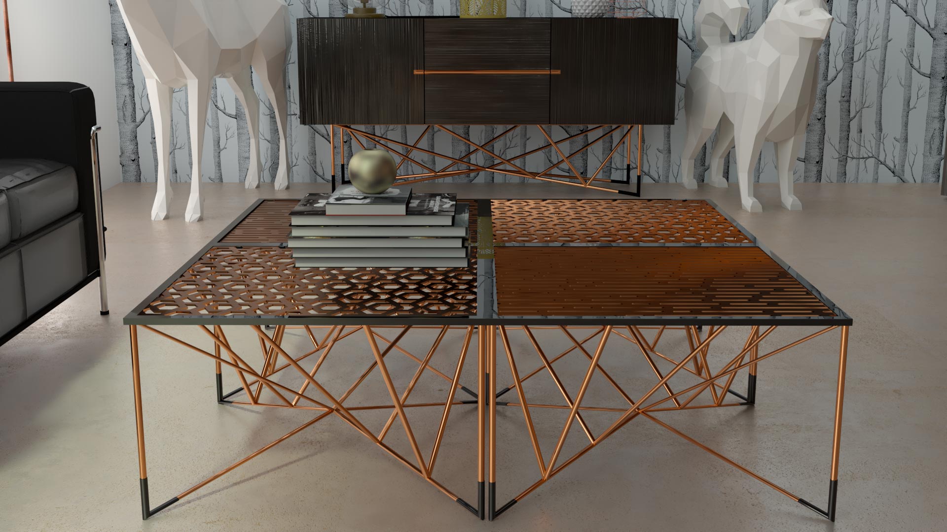 Table basse et bahut de la marque Kurudo
