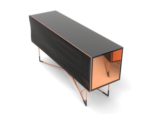 Bahut radiateur, La version noire de la collection Alter-Ego, vue de 3 quart plongée