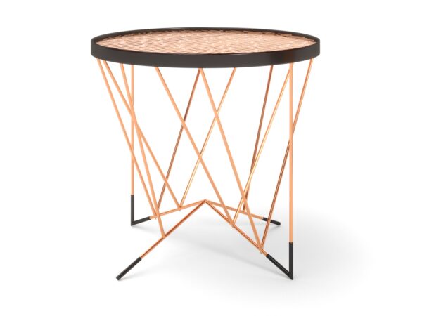 Console Amirale, cuivre et acier peint noir de la marque Kurudo vue de 3 quart