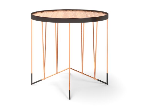 Console Amirale, cuivre et acier peint noir de la marque Kurudo vue de profil